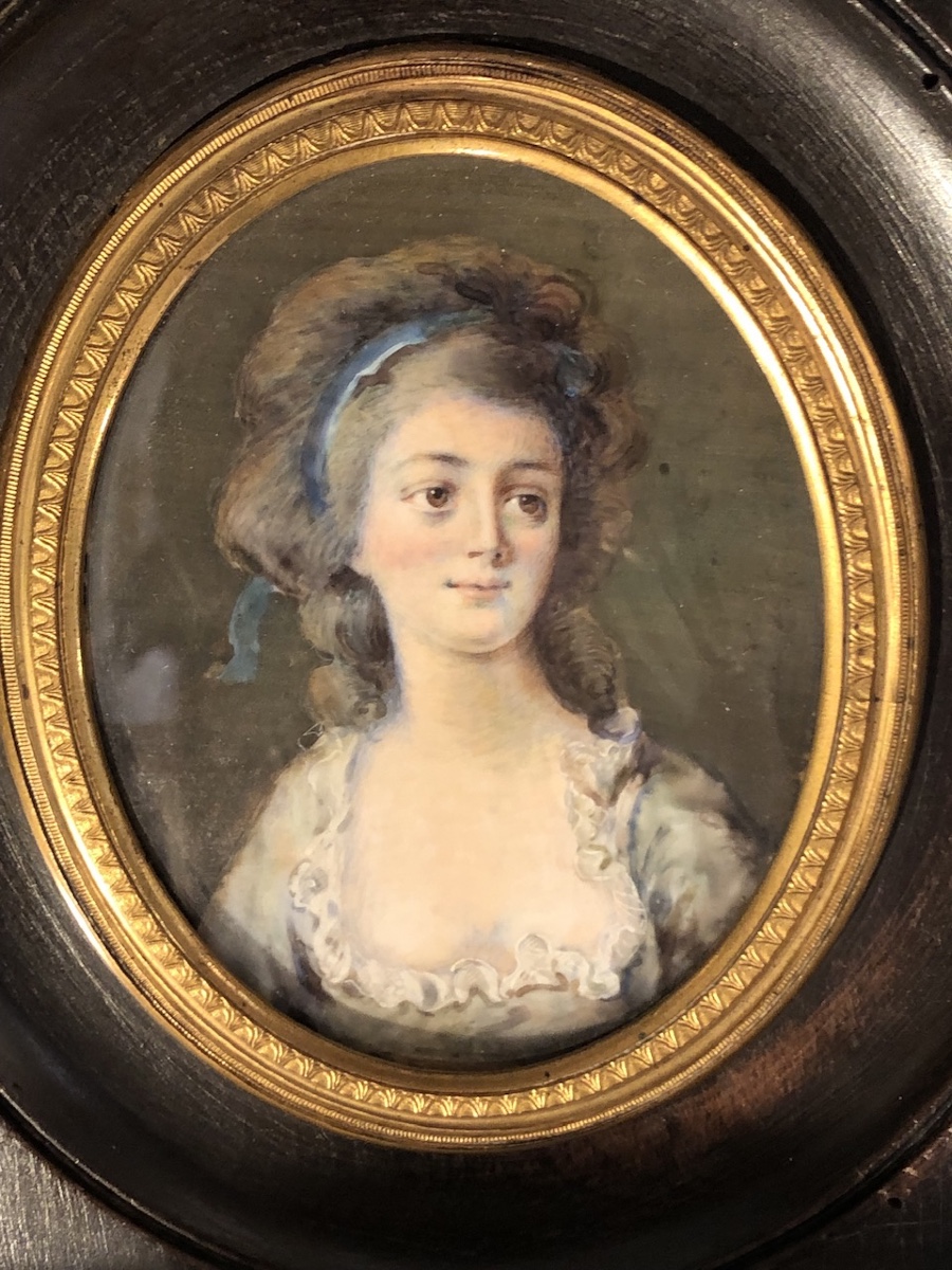 Large Miniature Bust Portrait Of A Young Woman, 19th Century 