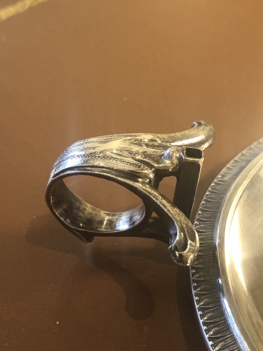 Bougeoir à main et sa mouchette en argent massif époque XIX eme -photo-3