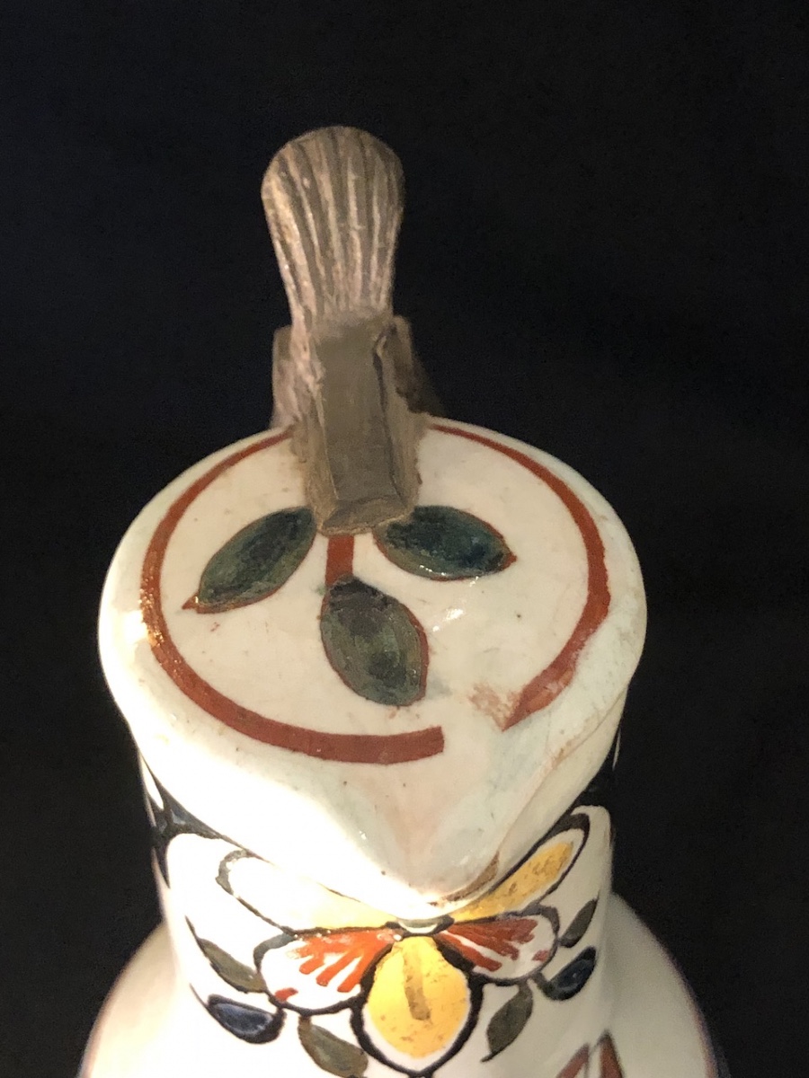 Paire de petits pichets couverts en faïence de Rouen époque XVIII eme-photo-3