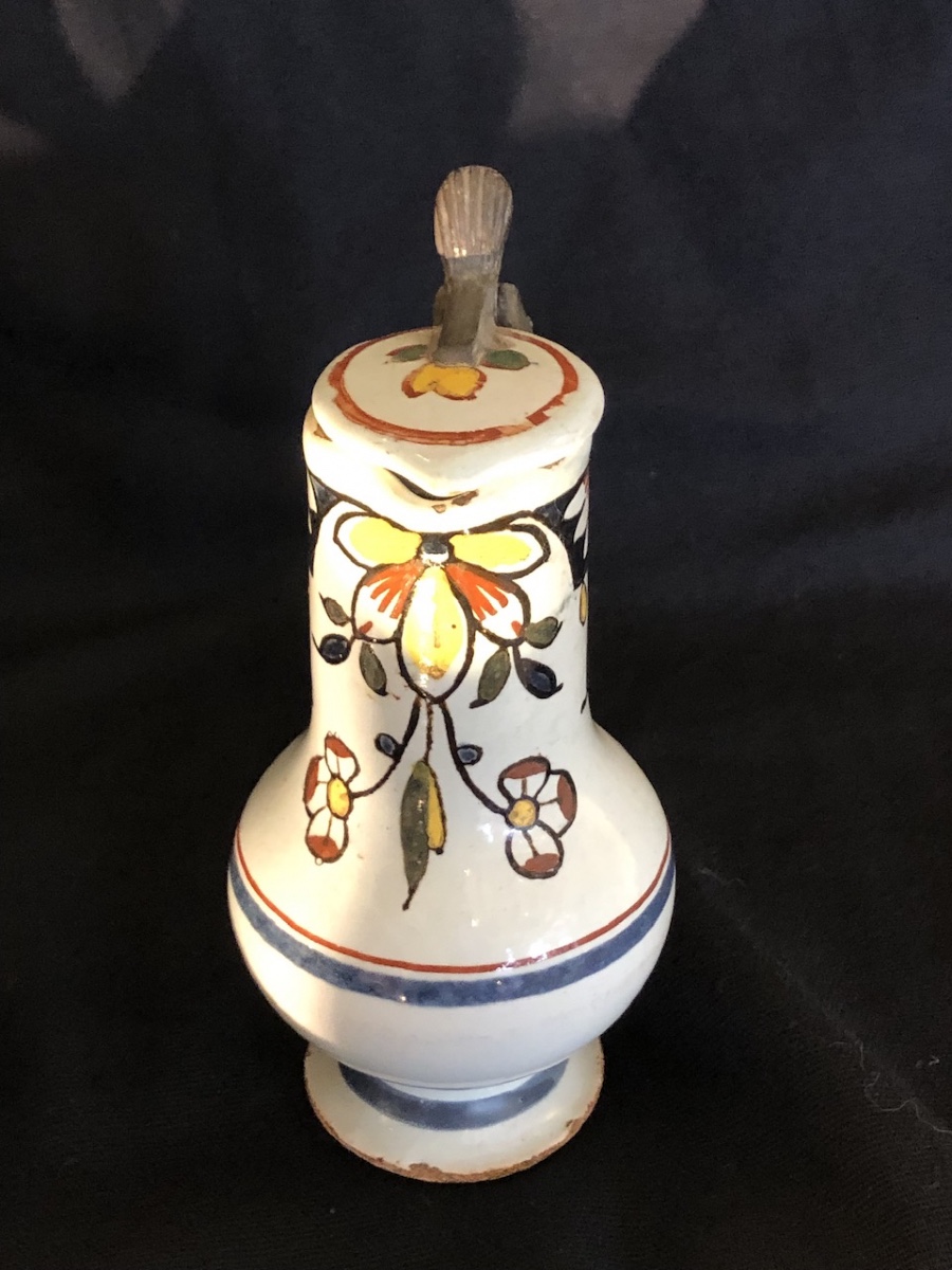 Paire de petits pichets couverts en faïence de Rouen époque XVIII eme-photo-2