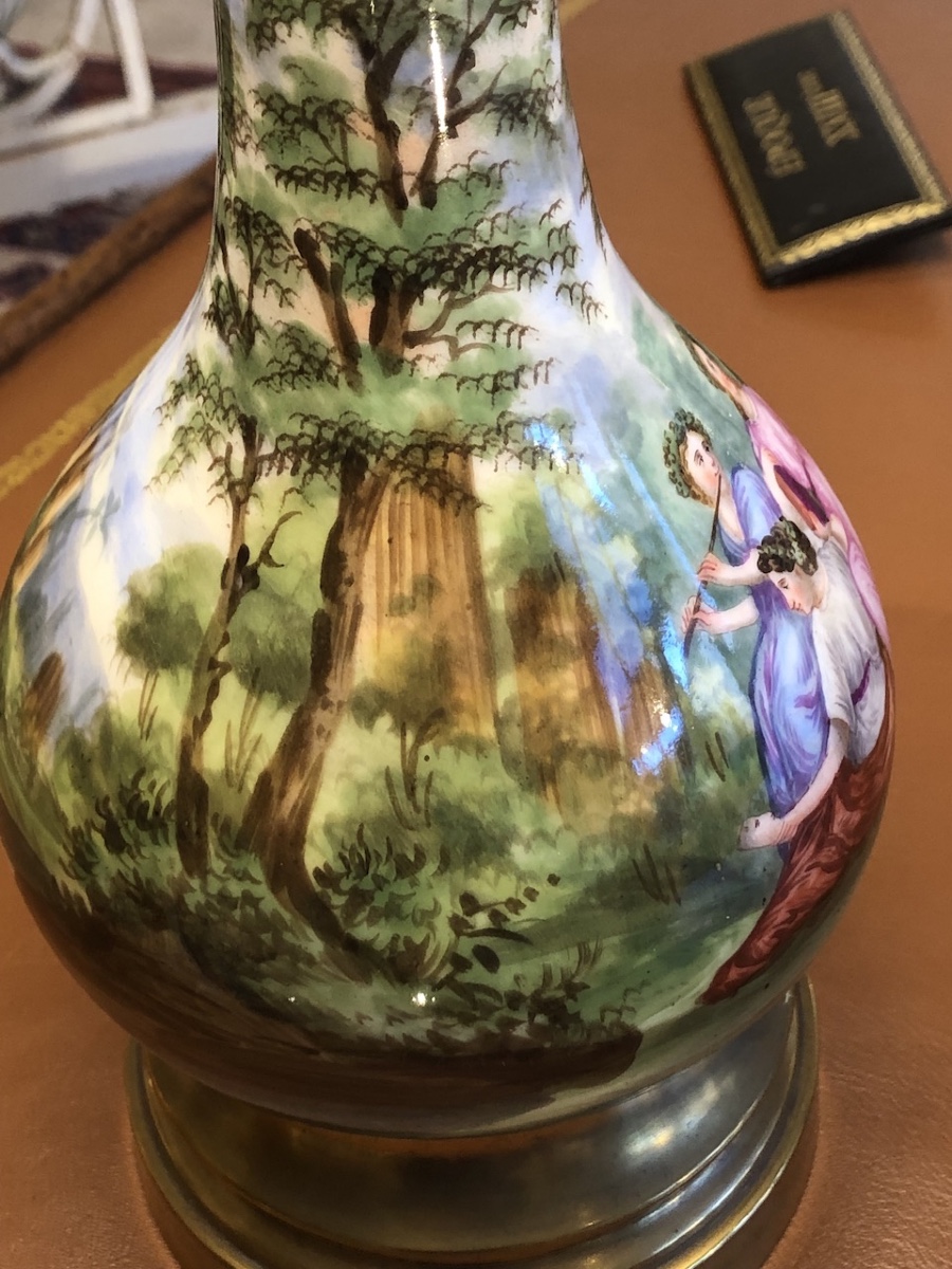 Lampe à huile en porcelaine époque Napoléon 3 -photo-1