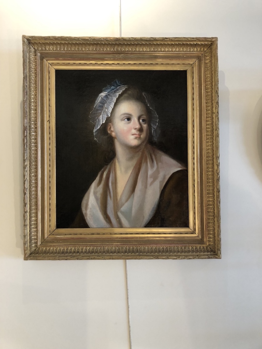 Jeanne Philiberte Ledoux ( 1767-1840 ). ( Attribué )  «  Portrait d’une femme » huile sur toile-photo-2