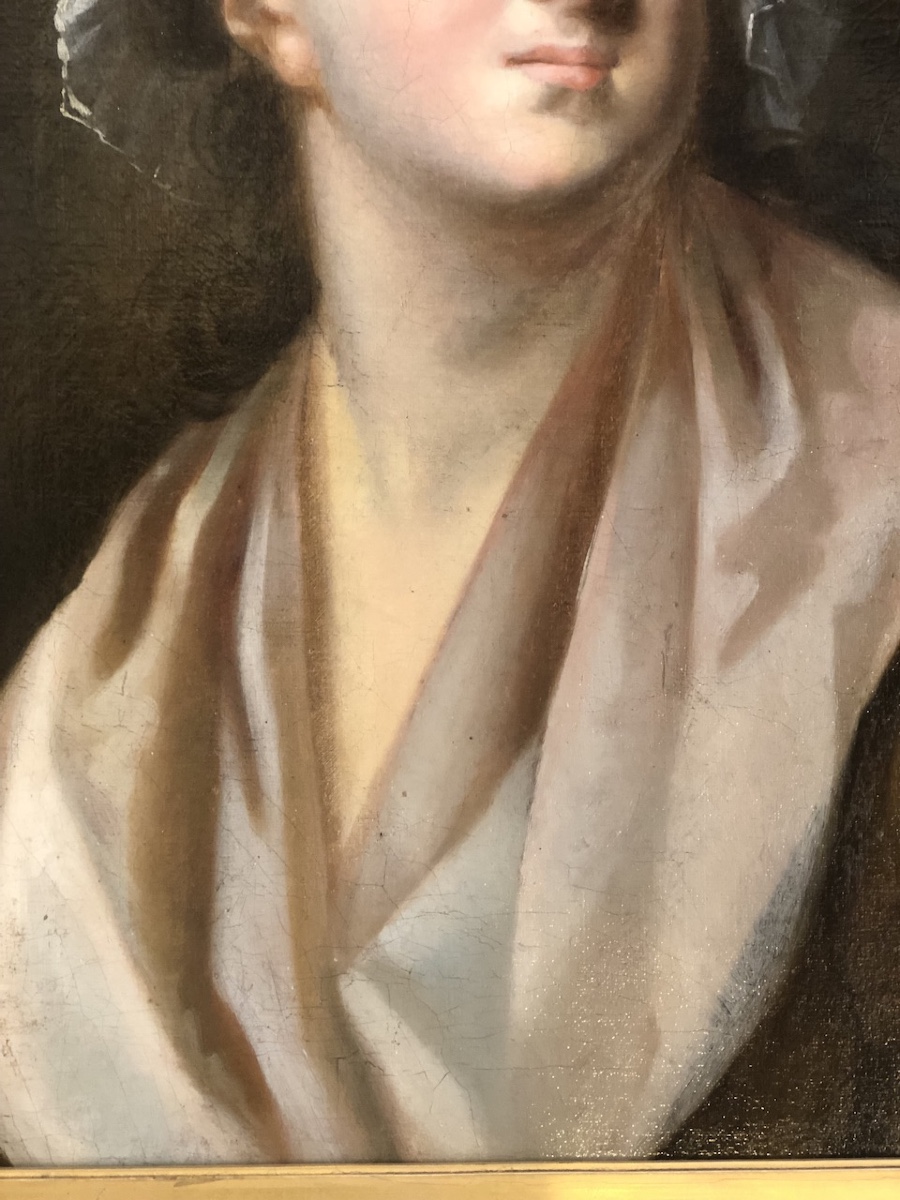 Jeanne Philiberte Ledoux ( 1767-1840 ). ( Attribué )  «  Portrait d’une femme » huile sur toile-photo-1