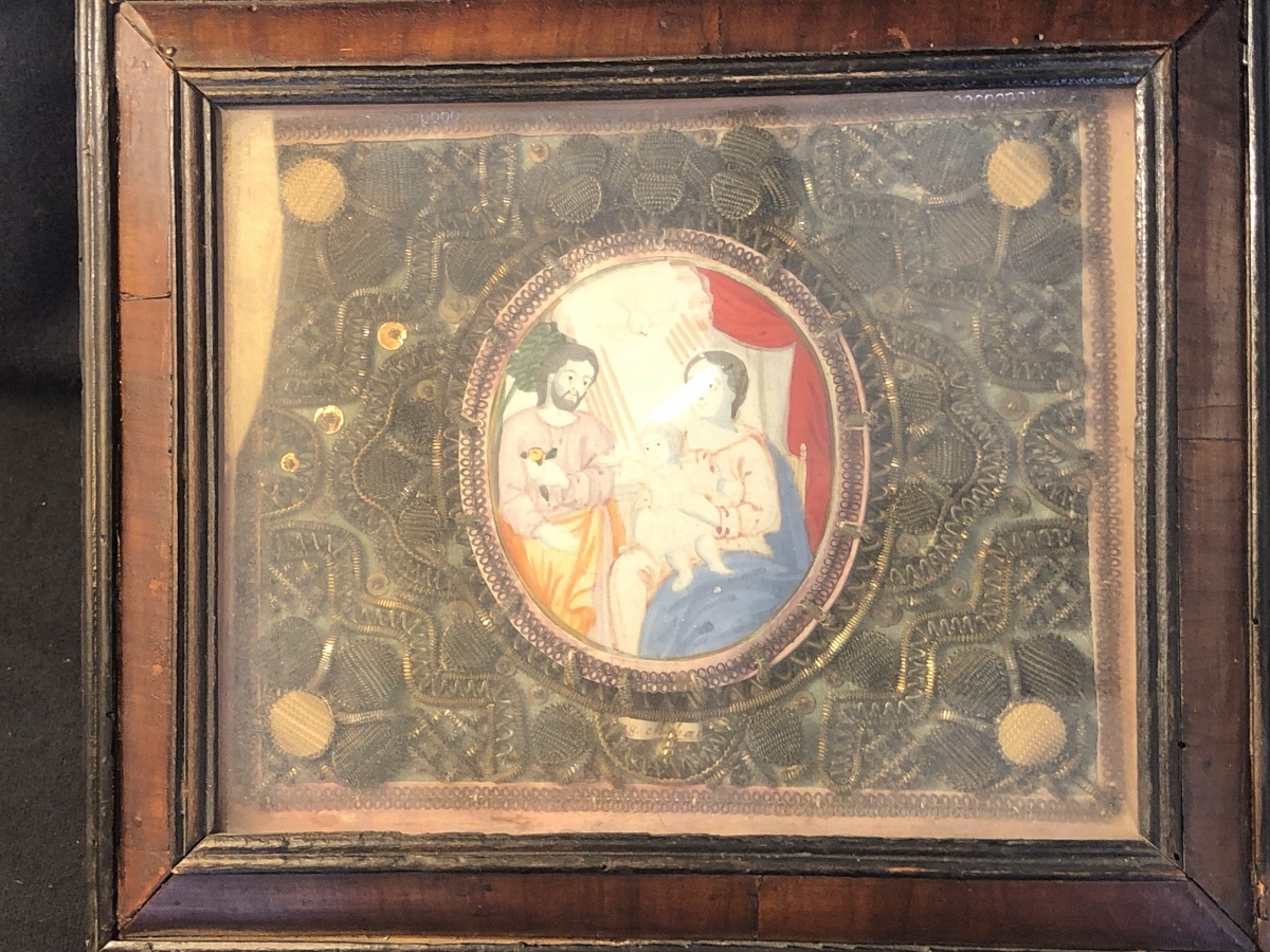 Reliquaire à paperolles XIX éme : La Sainte Famille