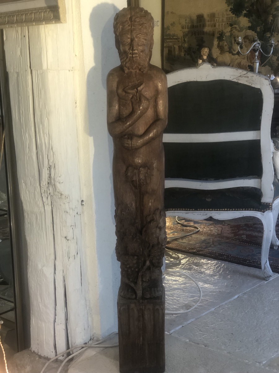Bacchus: 18th Century Oak Sculpture-photo-3