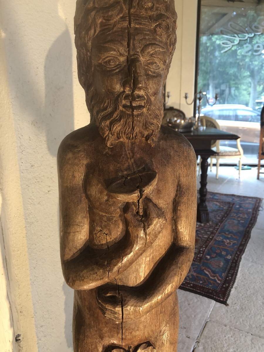 Bacchus : sculpture  en bois de chêne époque XVIII eme -photo-6