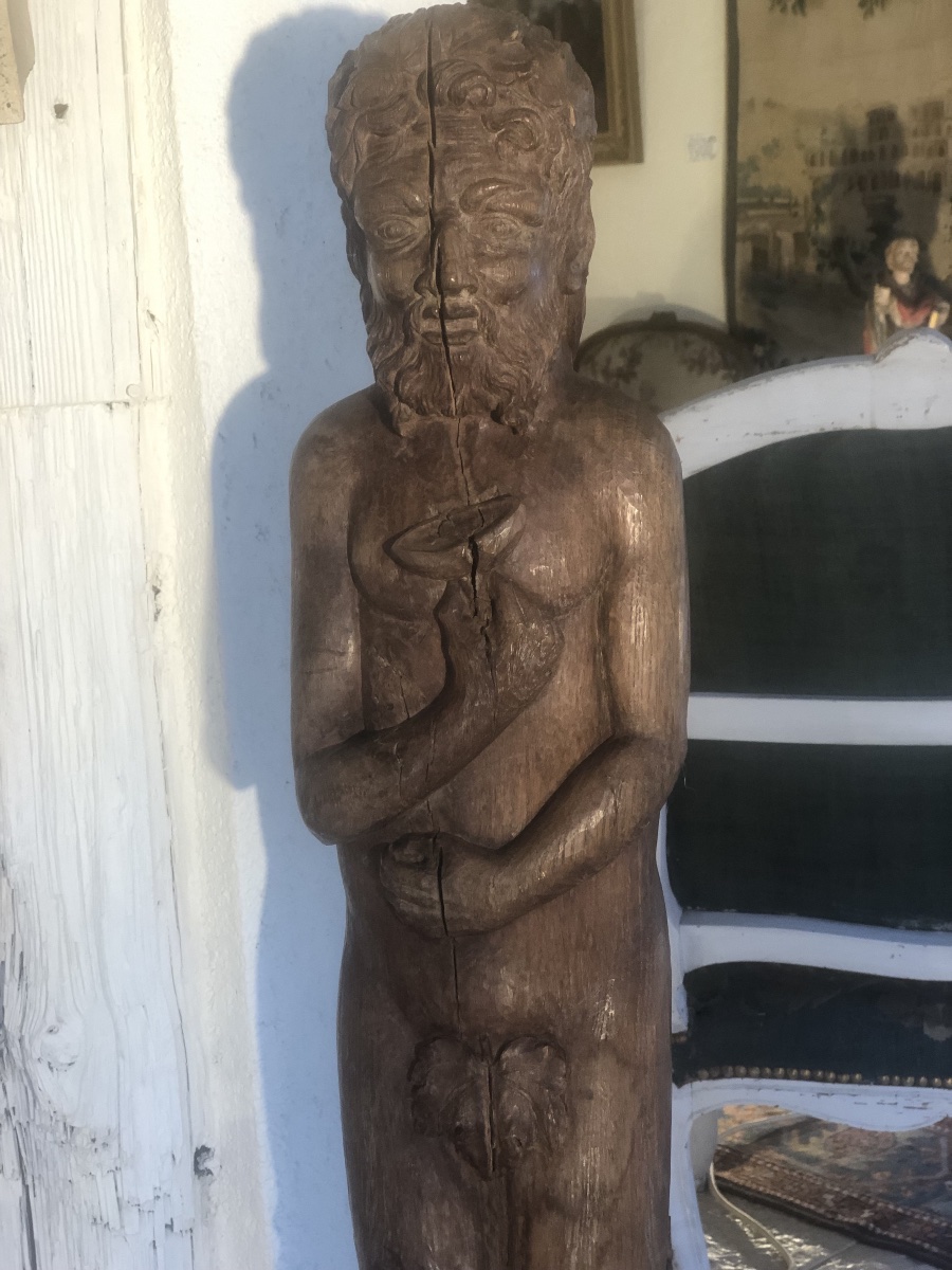 Bacchus : sculpture  en bois de chêne époque XVIII eme -photo-7