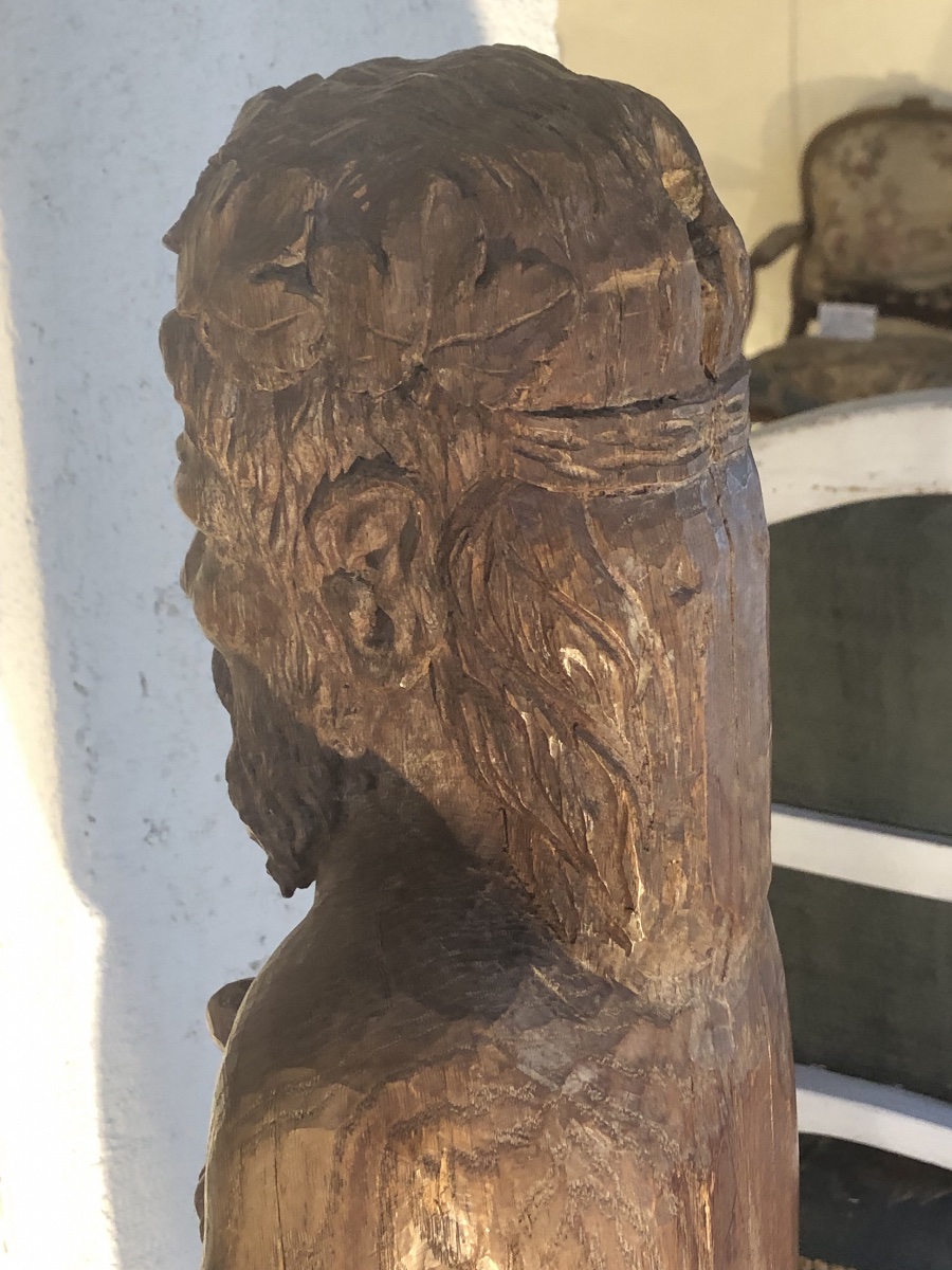Bacchus: 18th Century Oak Sculpture-photo-1