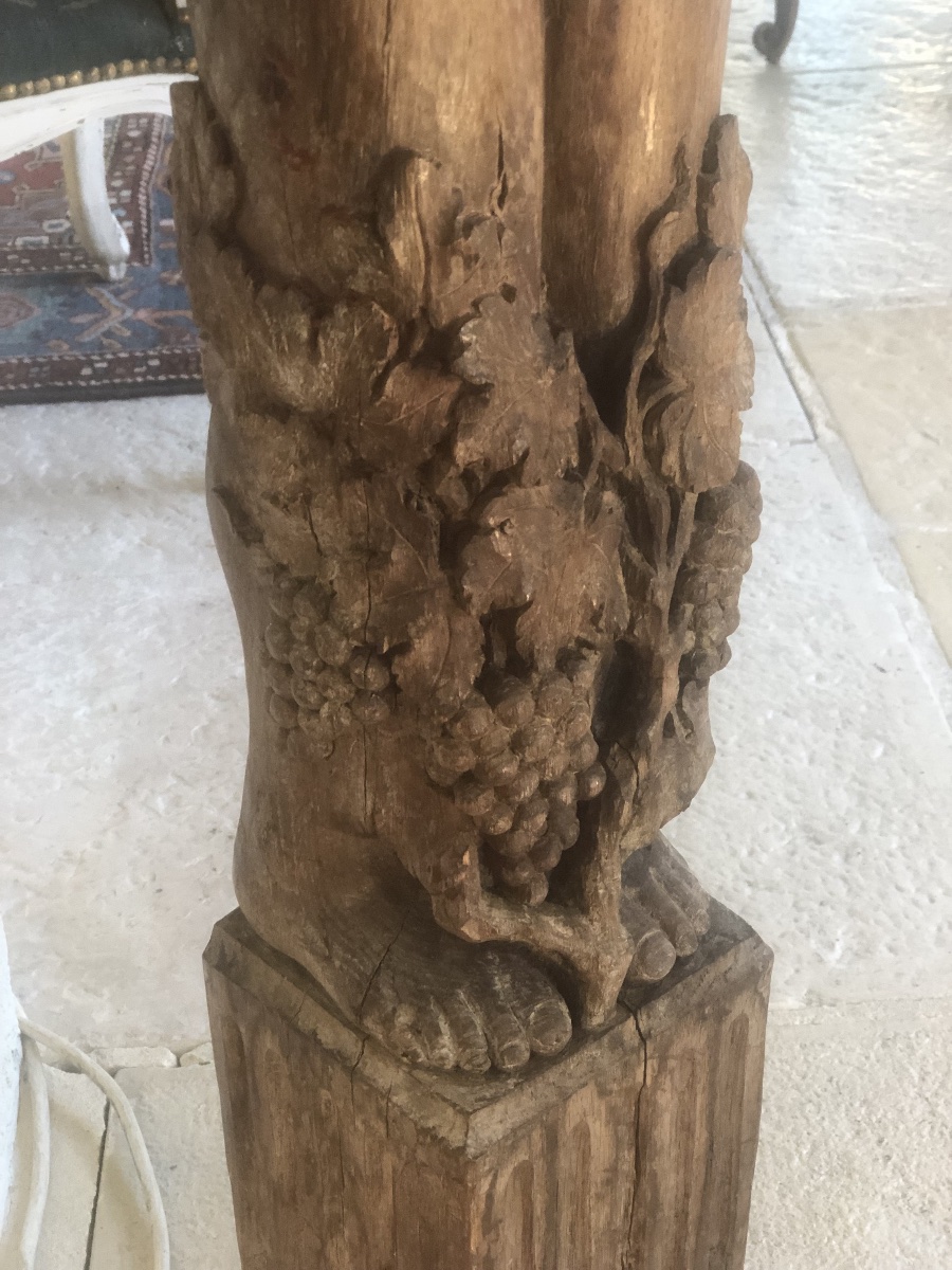 Bacchus: 18th Century Oak Sculpture-photo-3
