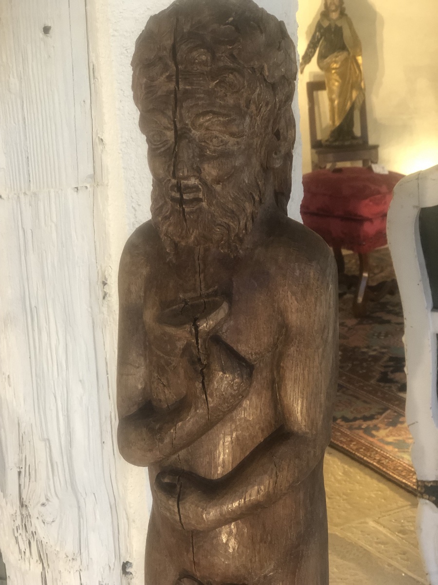 Bacchus: 18th Century Oak Sculpture-photo-4