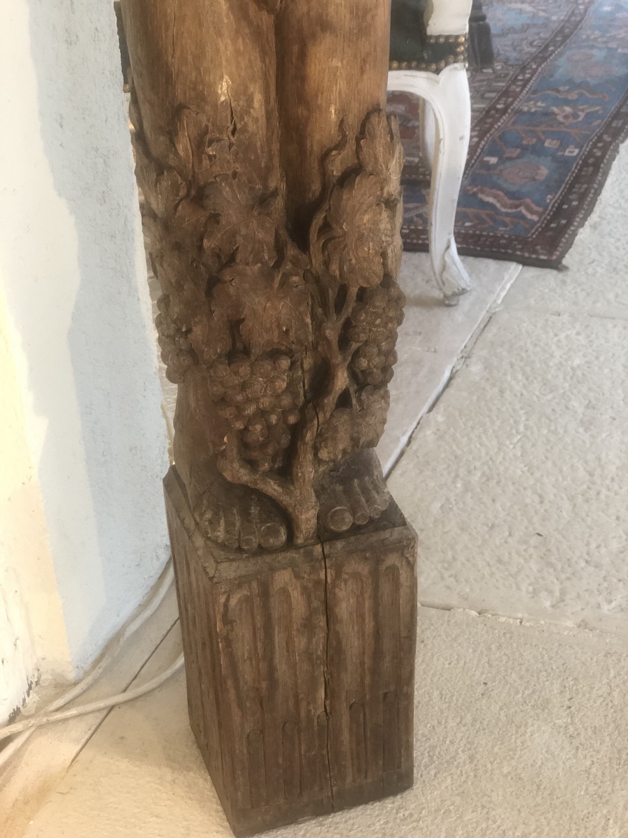 Bacchus: 18th Century Oak Sculpture-photo-5