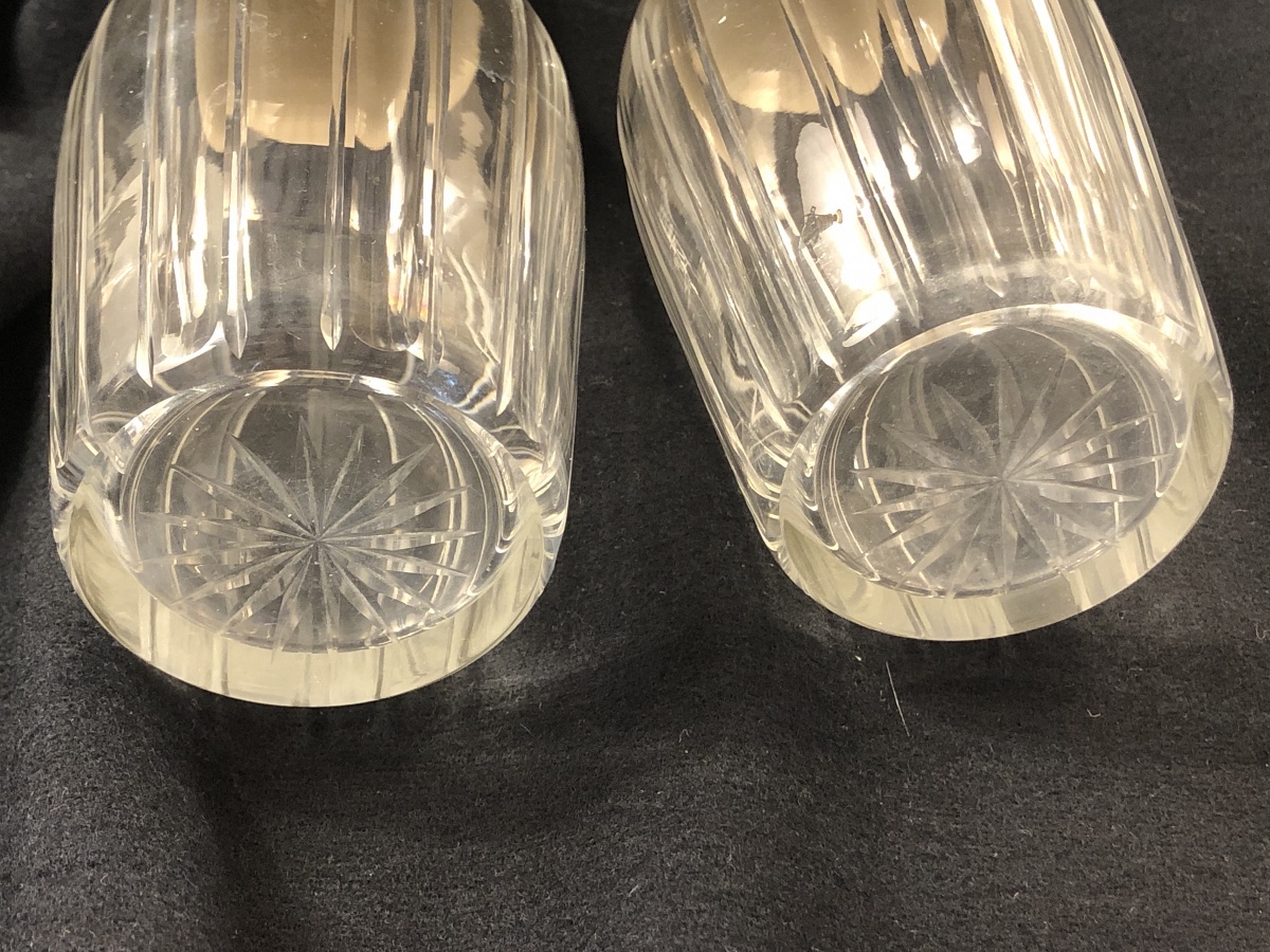 Pair Of Small Crystal And Solid Silver Vials, 19th Century-photo-2