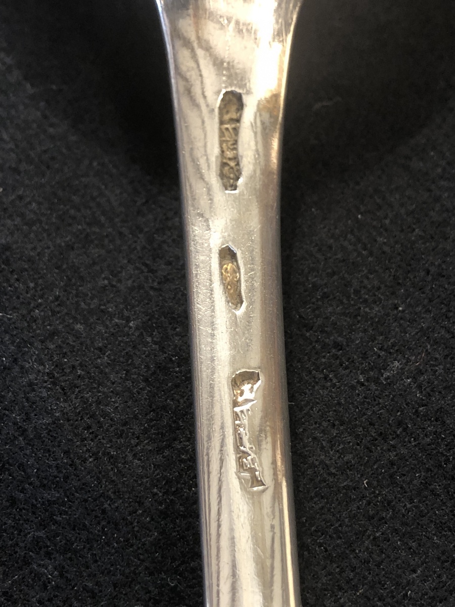 Cuillère à ragoût en Argent massif  époque XVIII eme -photo-1