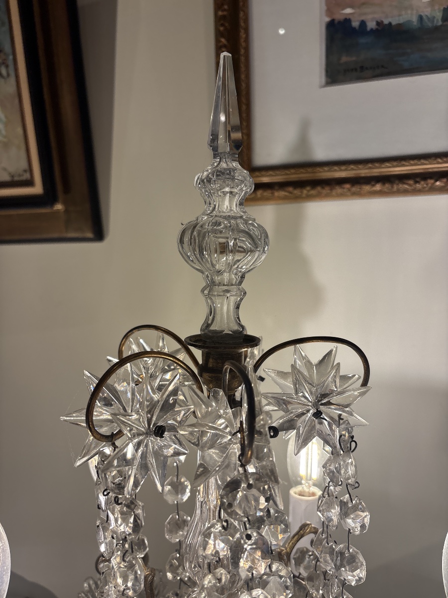 Gilded Bronze Chandelier With Crystal Pendants, Late 19th Century -photo-4