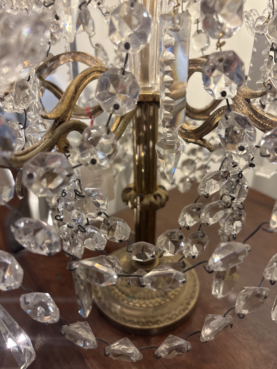 Gilded Bronze Chandelier With Crystal Pendants, Late 19th Century -photo-1