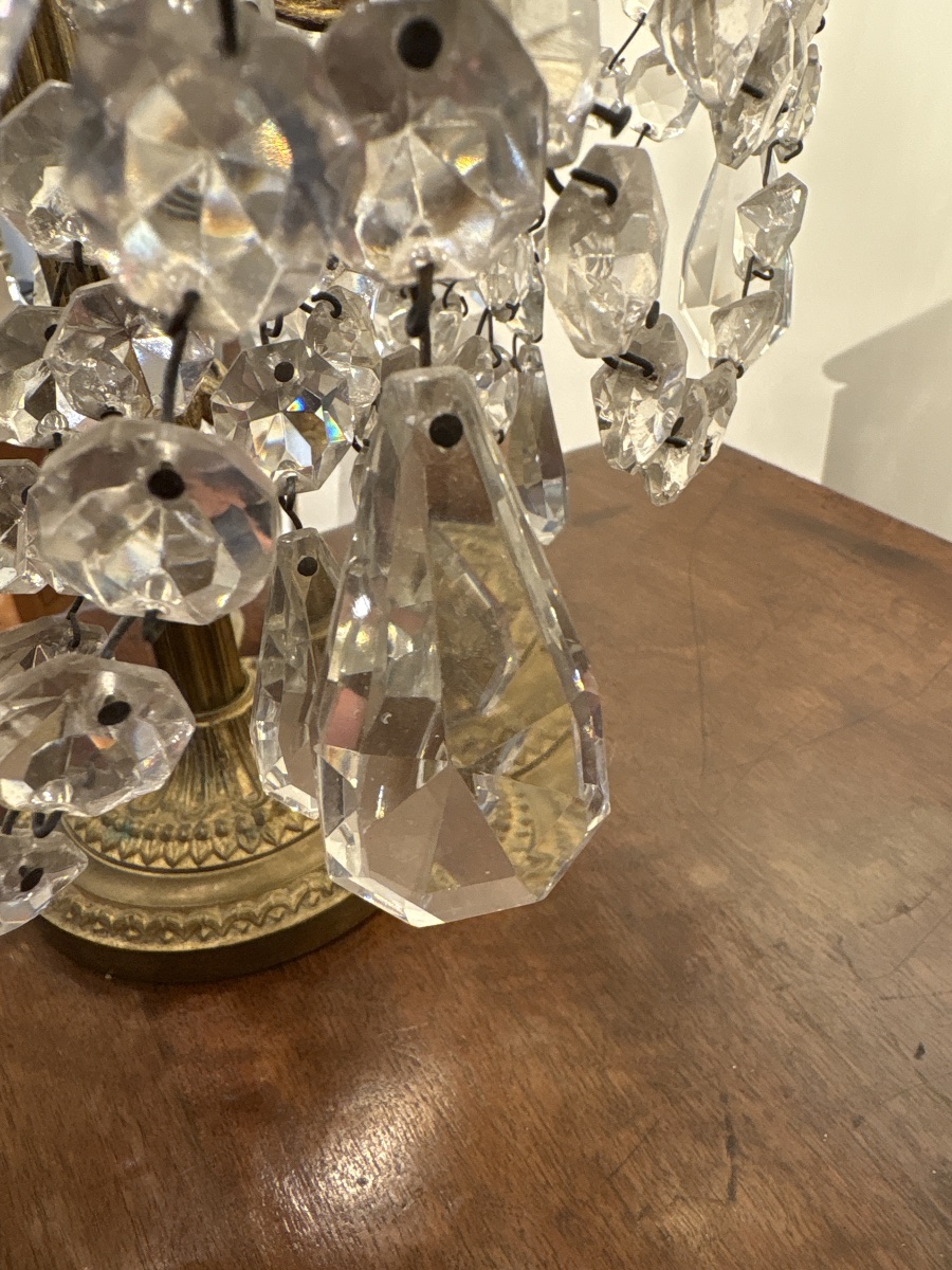 Gilded Bronze Chandelier With Crystal Pendants, Late 19th Century -photo-5