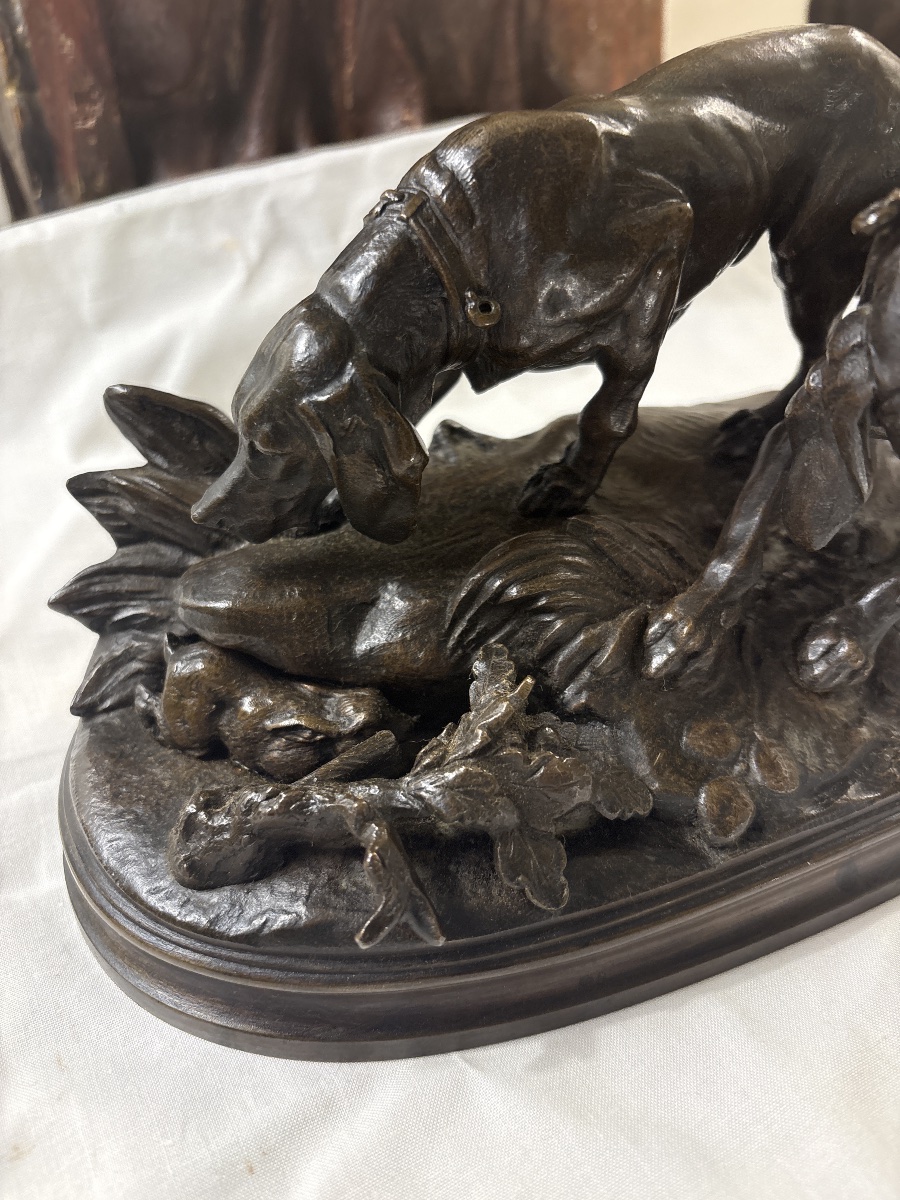 Hippolyte Heizler ( 1828-1871  ) Bronze animalier à patine brune -photo-1