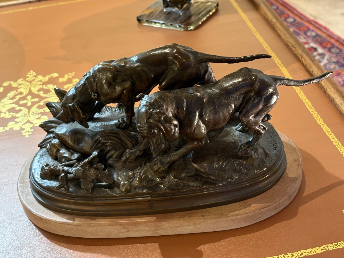 Hippolyte Heizler ( 1828-1871  ) Bronze animalier à patine brune 