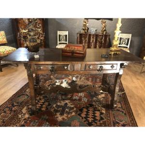 Walnut Table XVII Eme Century (italy Or Spain)