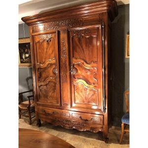 Wardrobe Called “sennecey Le Grand” Blond Walnut 19th Century