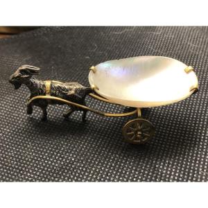 Small Gilt And Silver-plated Metal Porte-dé Circa 1880