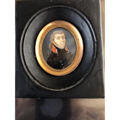 Miniature Militaire , Portrait D’officier Du 1er Empire 