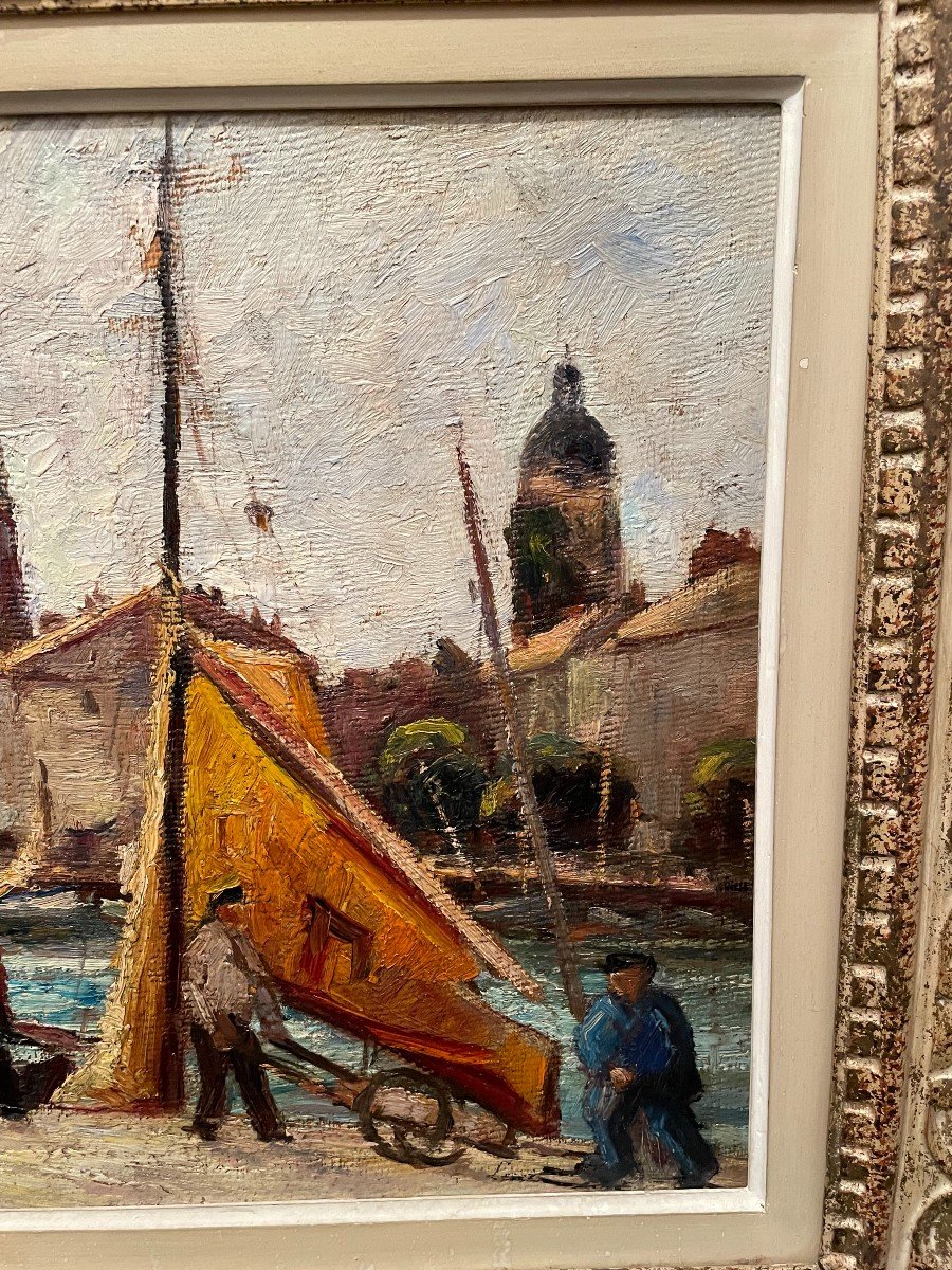 Tableau Marine  Port De La Rochelle Grosse Horloge Tour De La Lanterne Vers 1940-photo-1