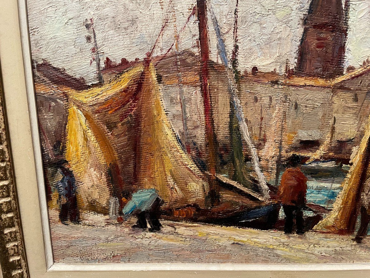 Tableau Marine  Port De La Rochelle Grosse Horloge Tour De La Lanterne Vers 1940-photo-2