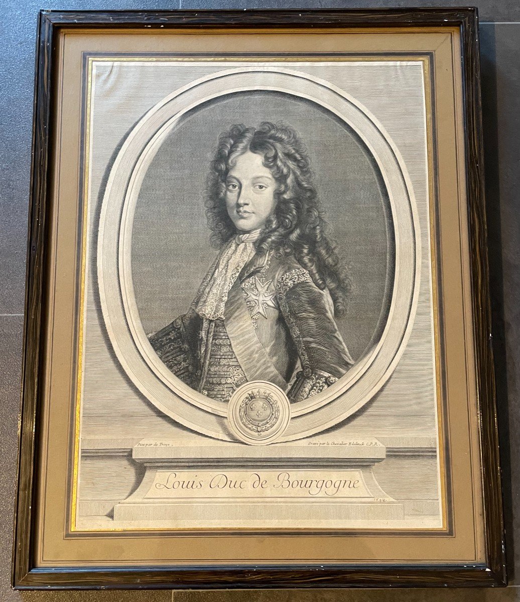 Engraving Louis Duke Of Burgundy By Edelinck XVII Th Century