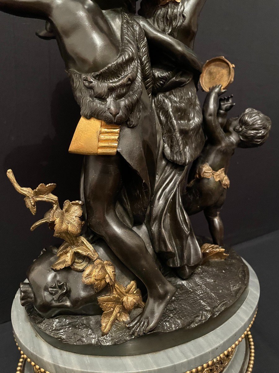 Bronze Childhood Of Bacchus Or The Triumph Of Bacchus After Clodion Nineteenth Century-photo-4