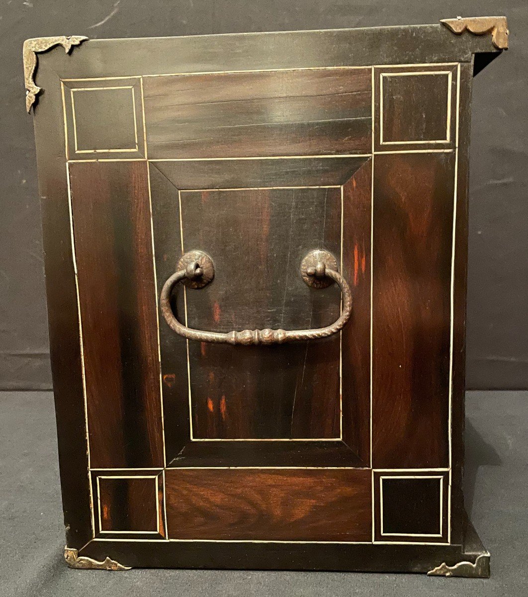 Small Italian Cabinet In Ebony And Bone 17th Century-photo-1