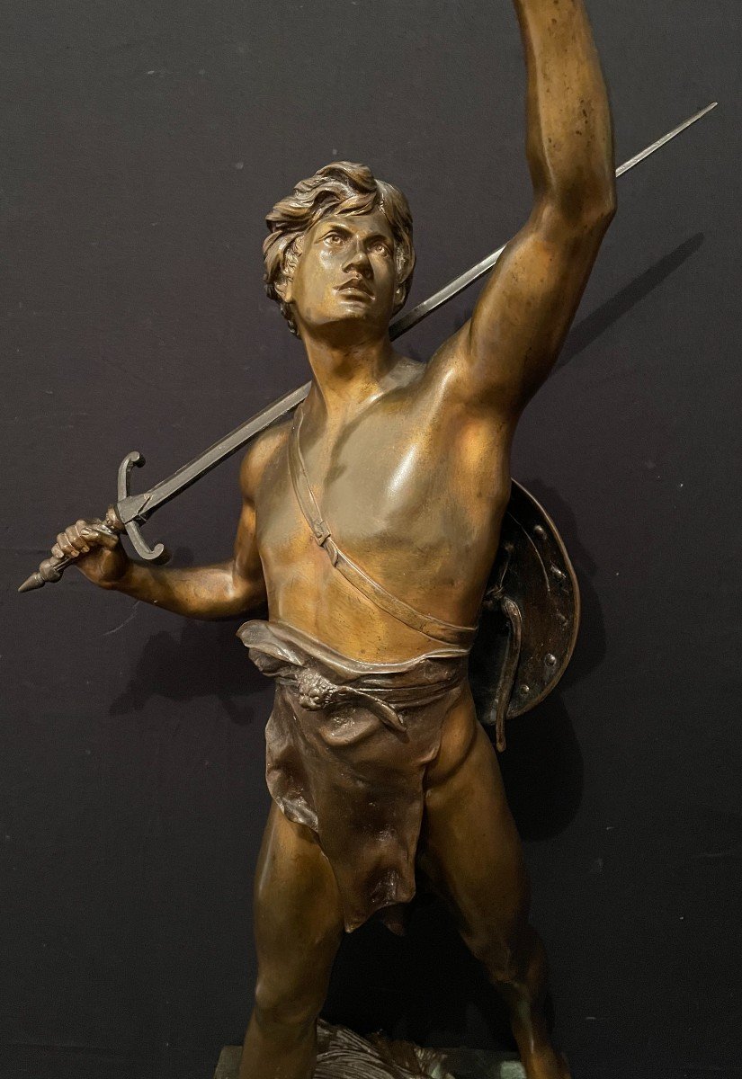 Large Bronze Virtutes Civilæ Ense And Labore By Picault 73 Cm Nineteenth Century-photo-4
