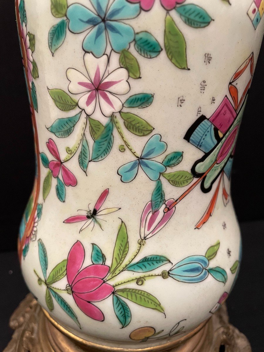 Lampe à Pétole Porcelaine De Bayeux Décor Chinois XIXème-photo-4