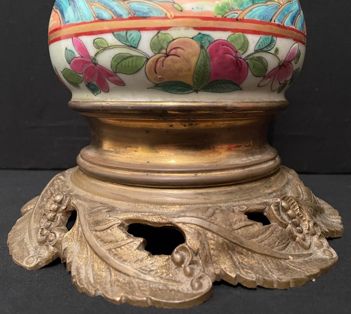 Bayeux Porcelain Oil Lamp Nineteenth Century Chinese Decor-photo-7