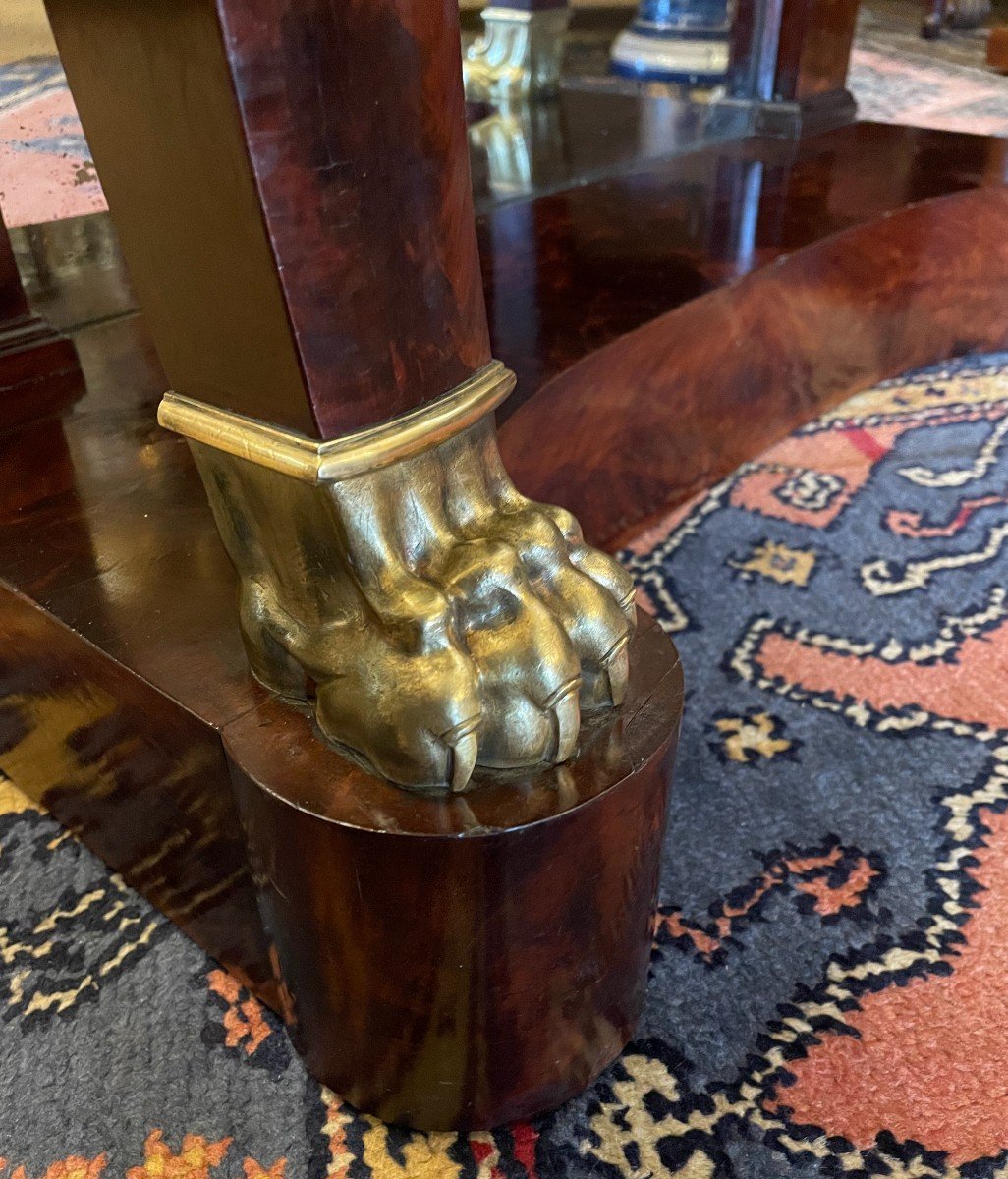 Small Console Empire Period Mirror Background Golden Bronze Claw Feet Early Nineteenth Century-photo-4