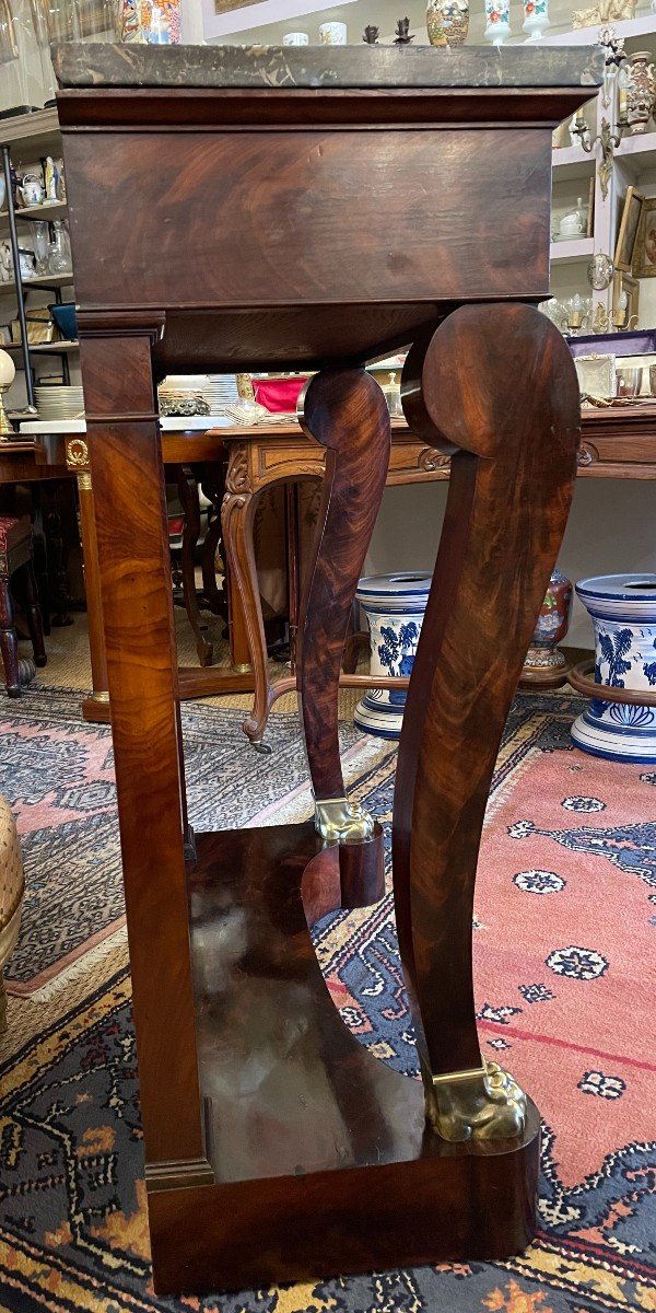 Small Console Empire Period Mirror Background Golden Bronze Claw Feet Early Nineteenth Century-photo-1