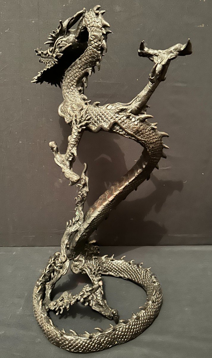 China Indochina Bronze Dragon 47 Cm Late Nineteenth Century-photo-2