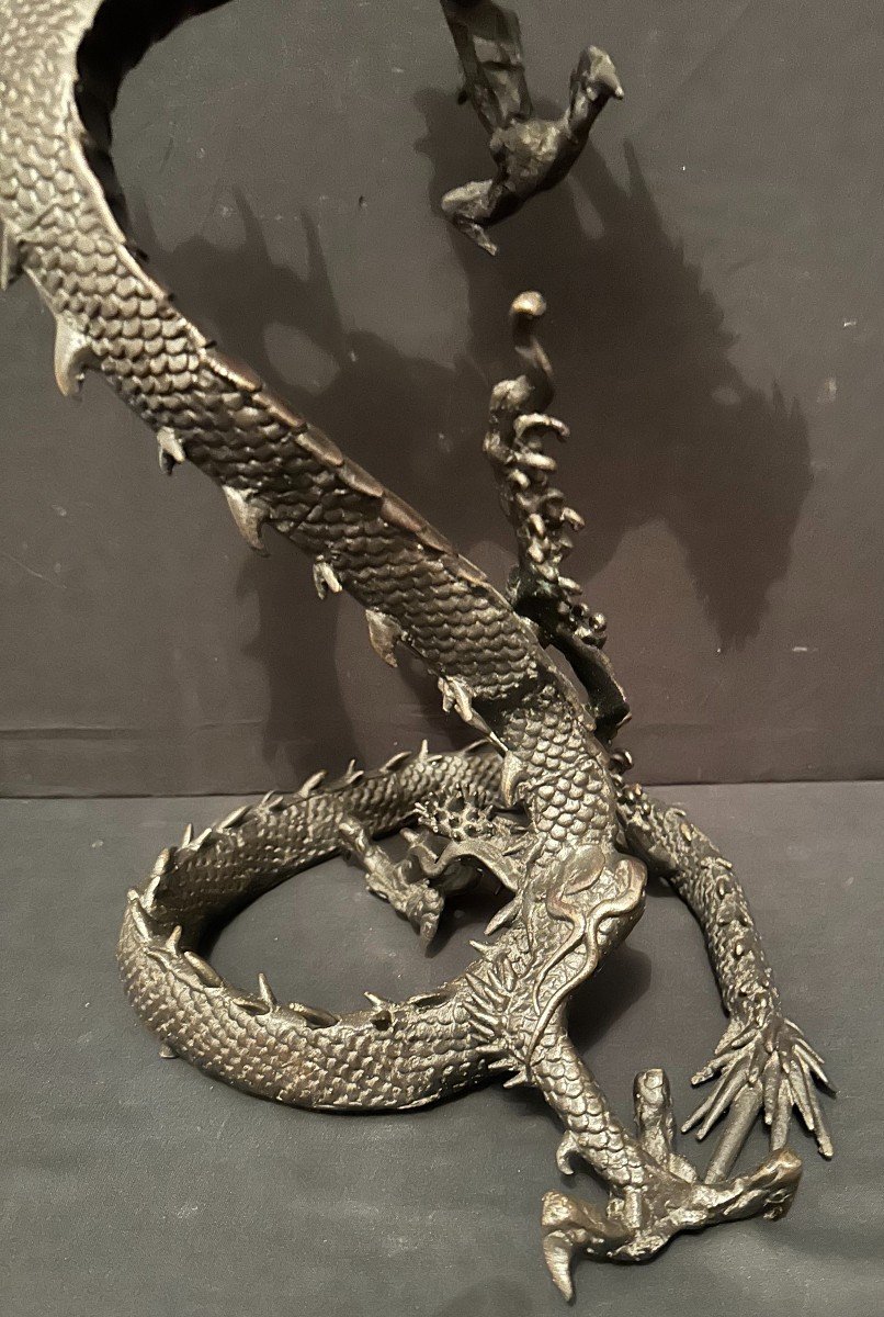 China Indochina Bronze Dragon 47 Cm Late Nineteenth Century-photo-2