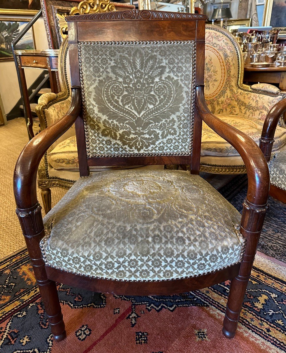 Pair Of Mahogany Empire Period Armchairs Early Nineteenth Century-photo-4