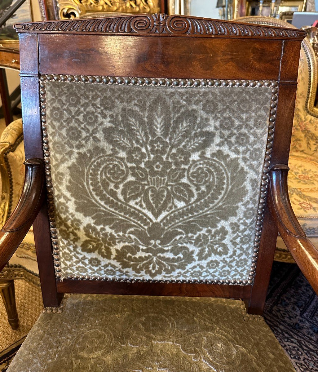 Pair Of Mahogany Empire Period Armchairs Early Nineteenth Century-photo-1