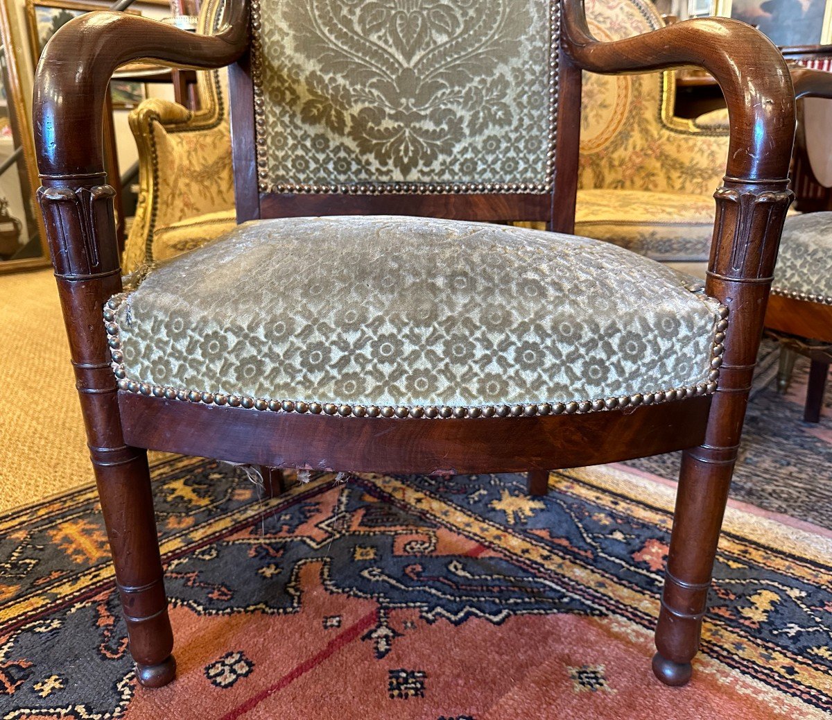 Pair Of Mahogany Empire Period Armchairs Early Nineteenth Century-photo-2