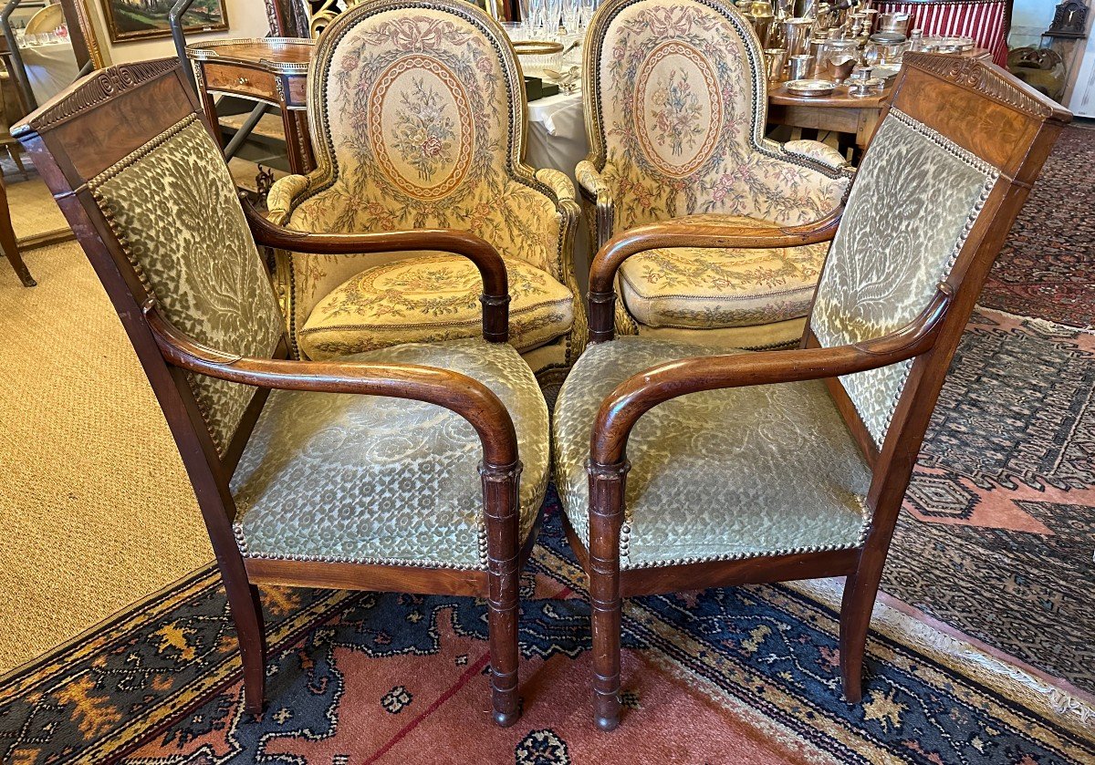 Paire De Fauteuils époque Empire Acajou Début XIXème-photo-2