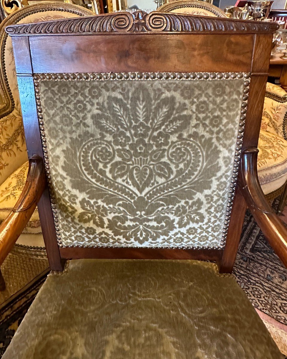 Pair Of Mahogany Empire Armchairs Early Nineteenth Century-photo-1
