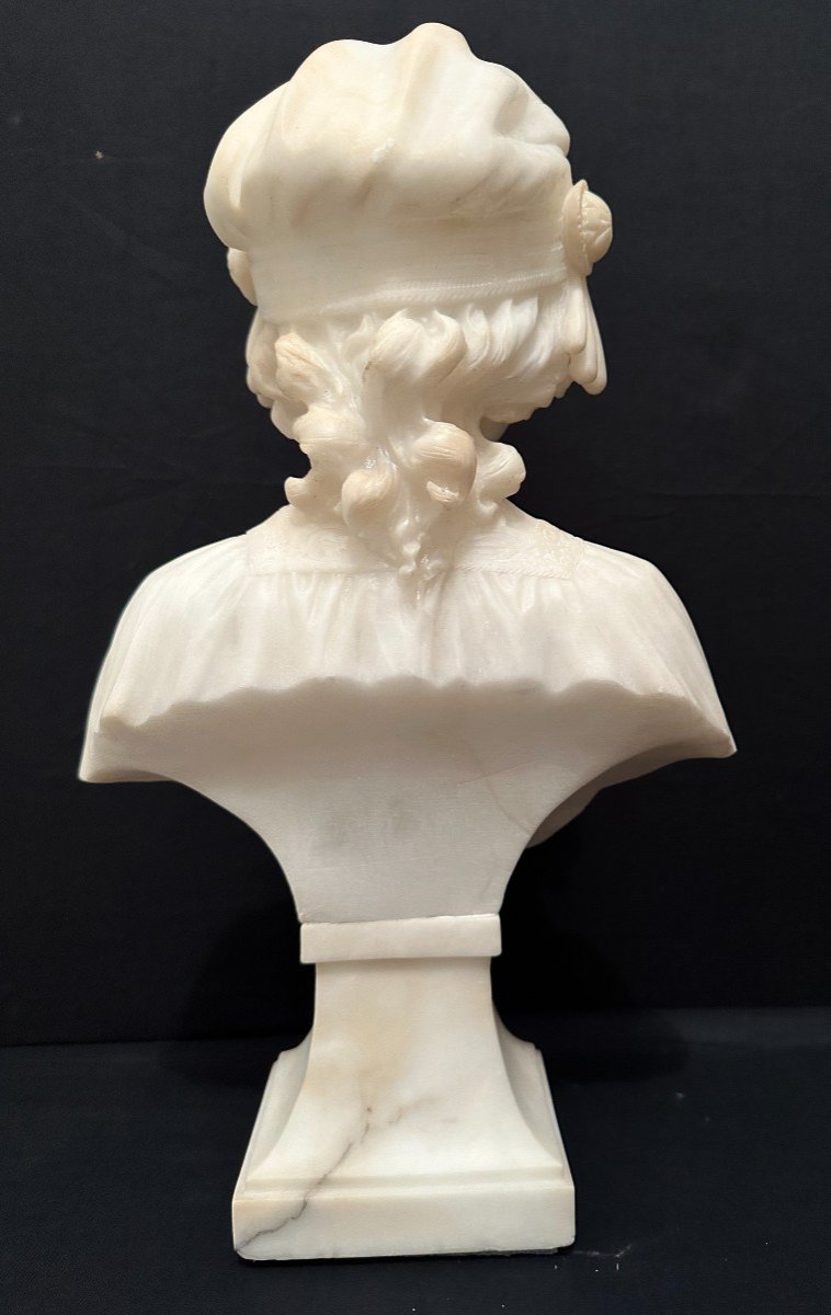 White Alabaster And Marble Art Deco Young Girl Bust By A Del Perugia 1925-photo-4