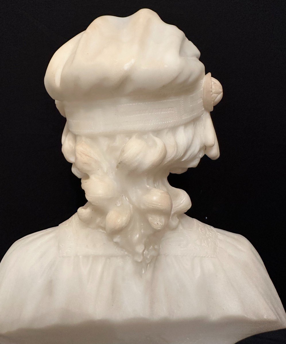 White Alabaster And Marble Art Deco Young Girl Bust By A Del Perugia 1925-photo-6