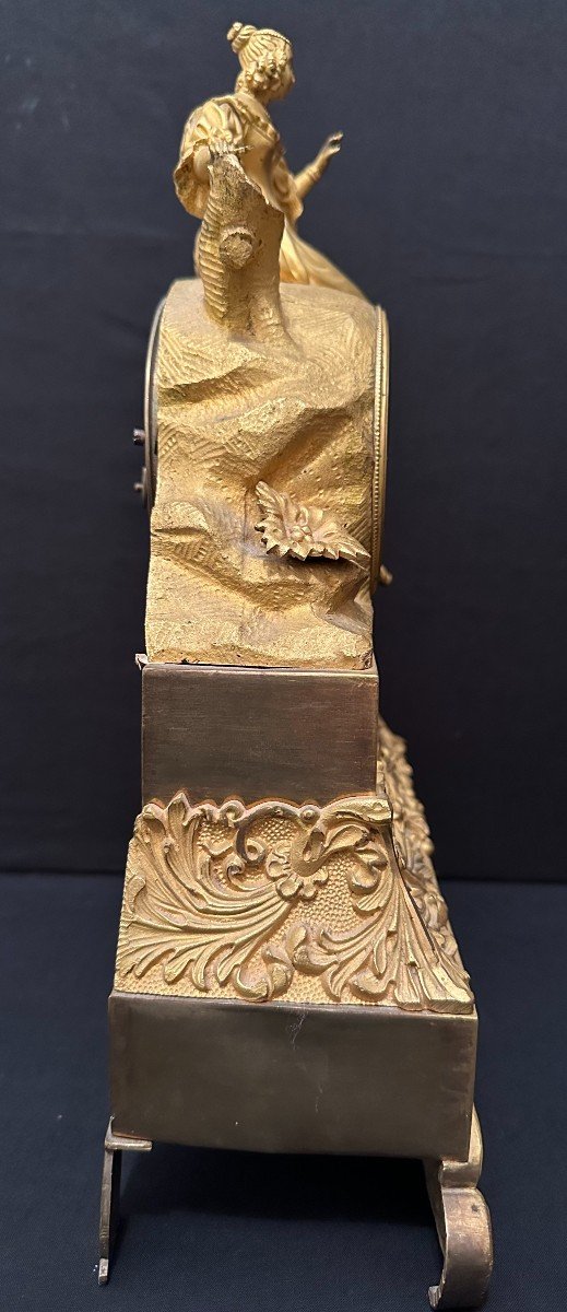 Pendulum Gilt Bronze Romantic Woman Au Billet Doux Restoration Period Early Nineteenth Century-photo-7