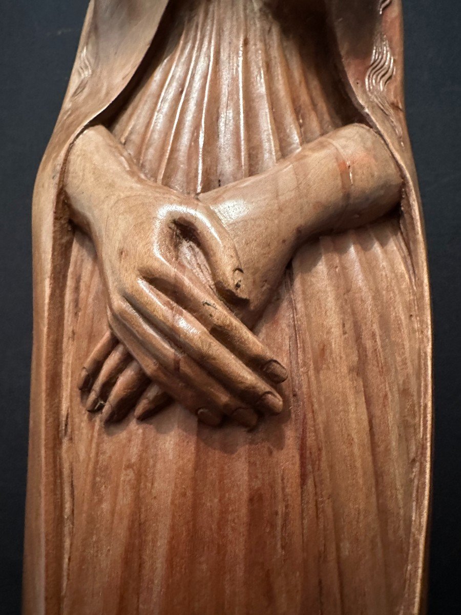 Religious Statue In Carved Wood By Raymond Boterf 1979-photo-2