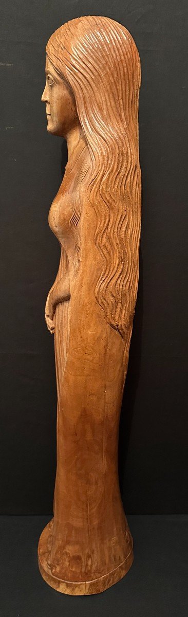 Religious Statue In Carved Wood By Raymond Boterf 1979-photo-4