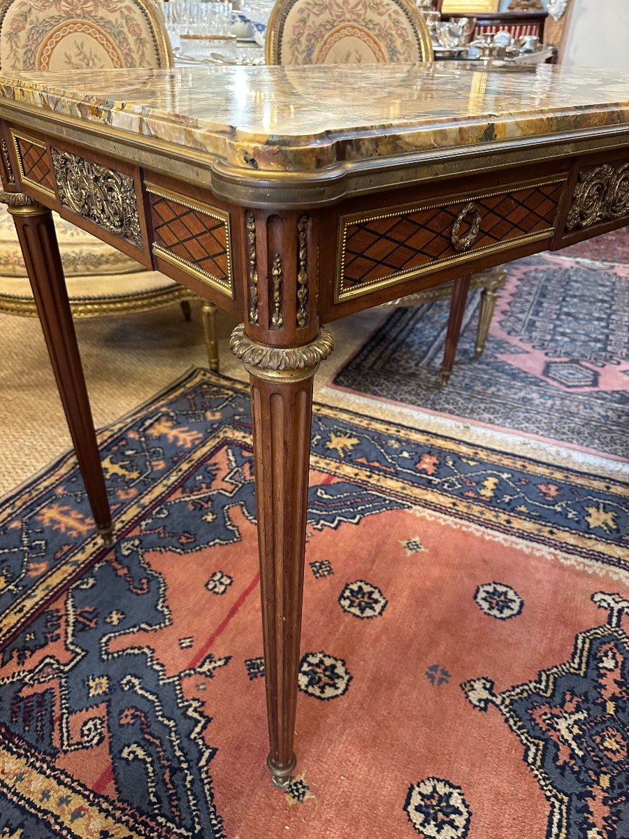 Table De Milieu Marqueterie Style Louis XVI Dans Le Goût De Linke époque Napoléon III-photo-1