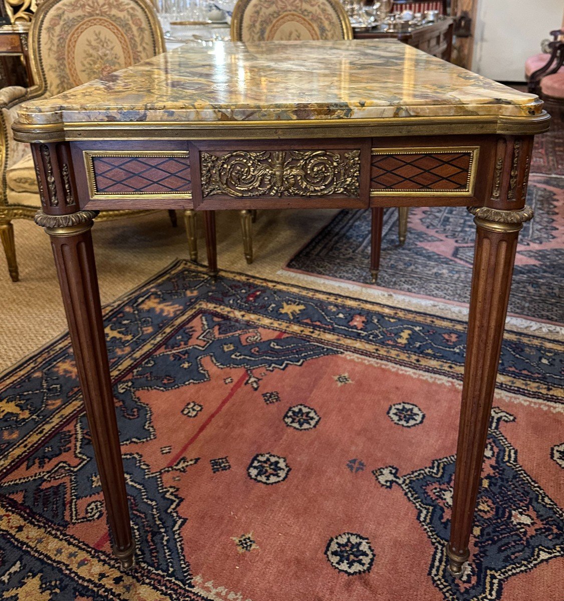 Table De Milieu Marqueterie Style Louis XVI Dans Le Goût De Linke époque Napoléon III-photo-3